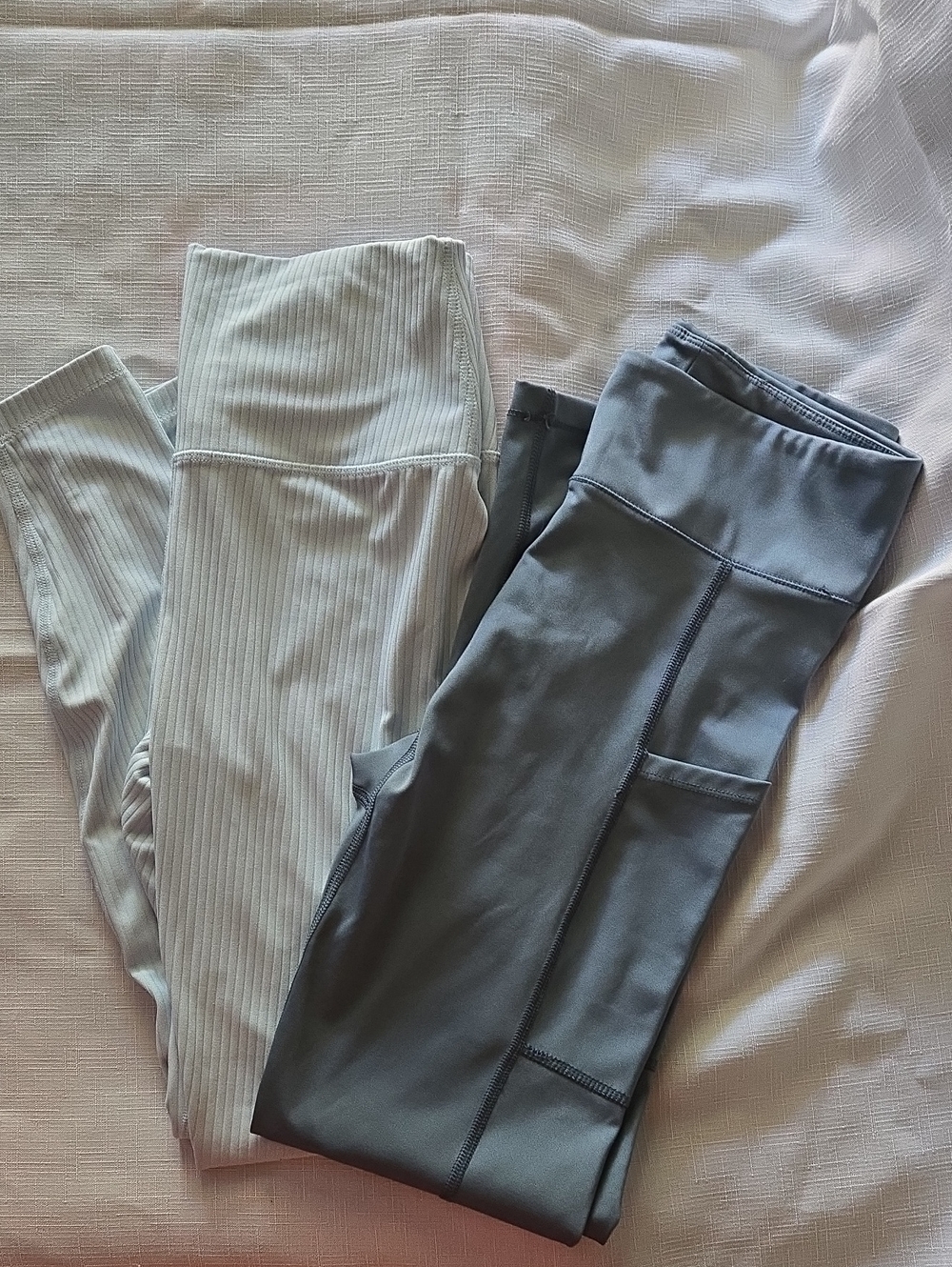 AERO AIMOTION Ribbed High-Waist Legging and Pocket Legging Set - Sage and Slate